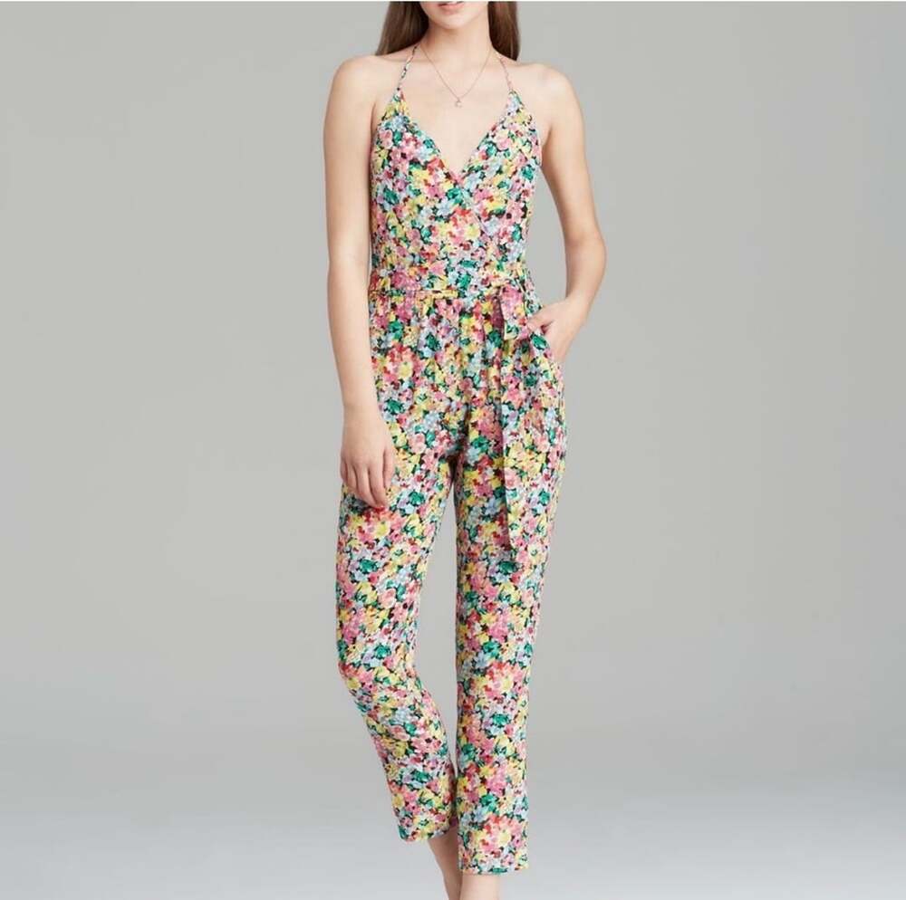 Yumi Kim Floral Jumpsuit Size XS Multi Halter Tie Front
